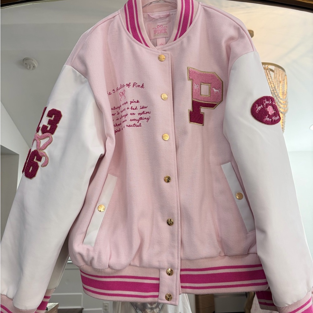 LoveShackFancy Pink Varsity Jacket - image 1